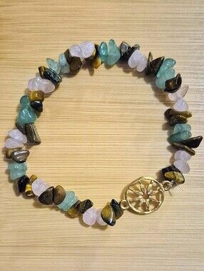 Handmade Gemstone Bracelet - Rose Quartz Agate Tiger's Eye